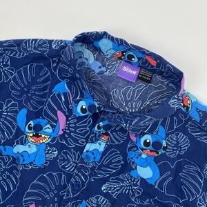 Stitch Disney Shirt Mens Extra Large Blue Hawaiian Aloha All Over Print Vacation